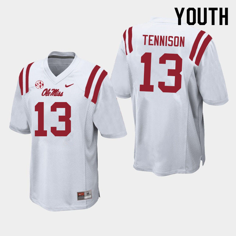 Ladarius Tennison Ole Miss Rebels NCAA Youth White #13 Stitched Limited College Football Jersey NIG6858SC